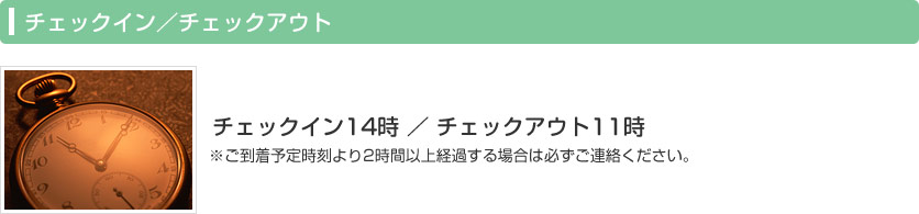 チェックイン14時／チェックアウト11時